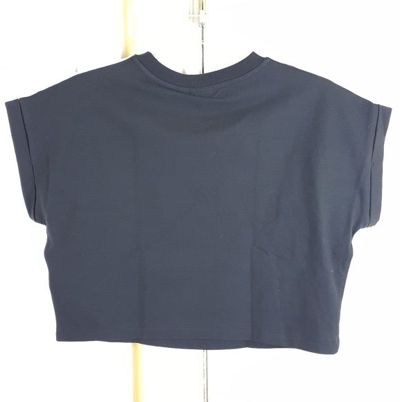 Adidas Floral Black Graph Cropped Top Tee Trefoil - Picture 6 of 8